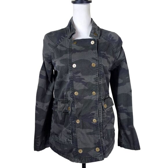 Anthropologie Marrakech Womens Double-Breasted Jacket Sz S Camo Anorak Cargo - Picture 1 of 14